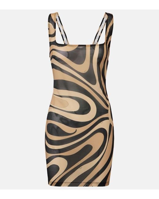 Emilio Pucci Black Minikleid Marmo Aus Mesh