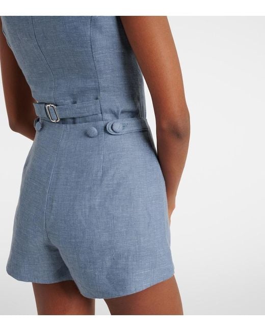 Posse Blue Thea High-Rise Linen Shorts