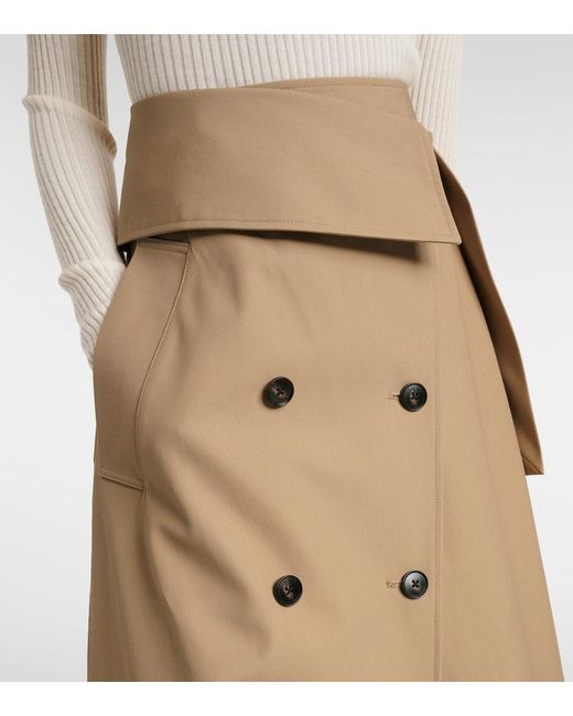 Rohe Natural Asymmetric Cotton Canvas Midi Skirt