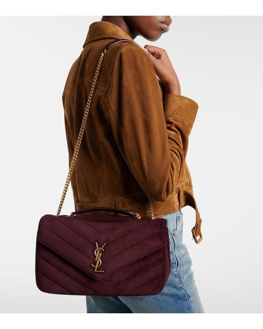 Saint Laurent Purple Loulou Medium Suede Shoulder Bag