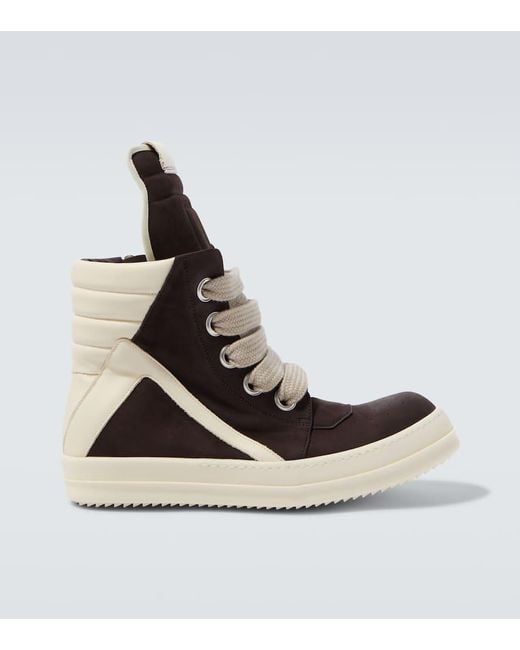 Rick Owens Brown Megageobasket Leather Sneakers for men