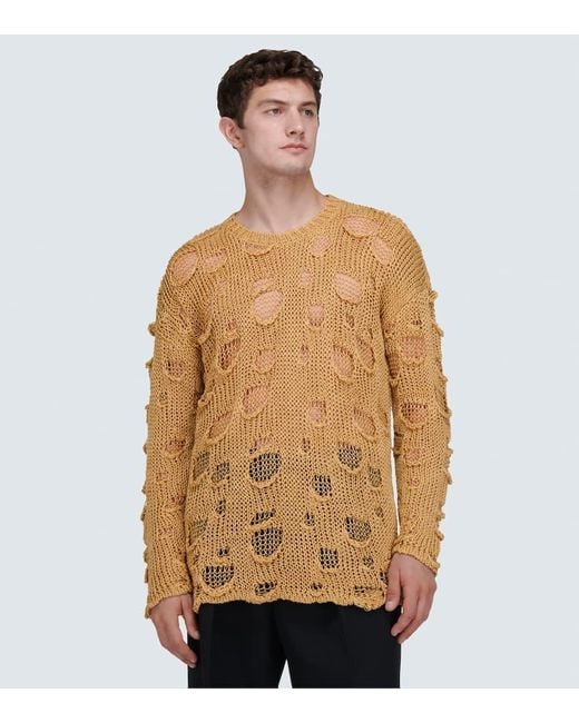 Dolce & Gabbana Natural Re-Edition Distressed Silk And Linen Sweater for men