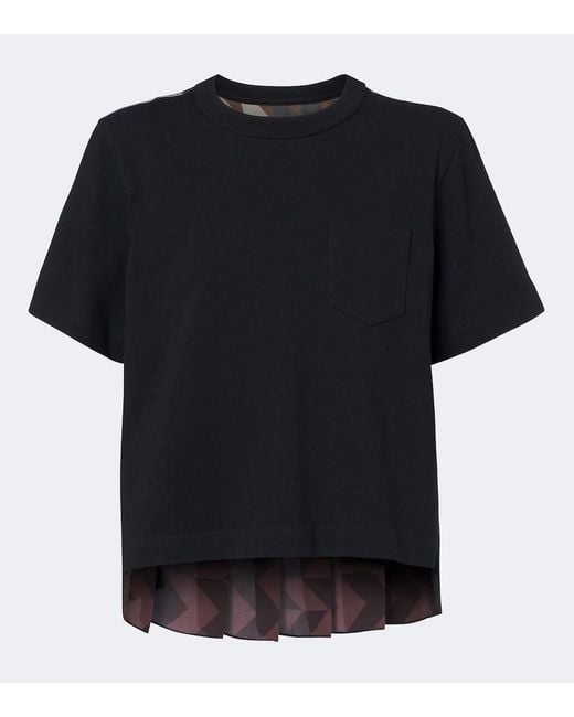 Sacai Black X A.P.C. Pleated Cotton T-Shirt