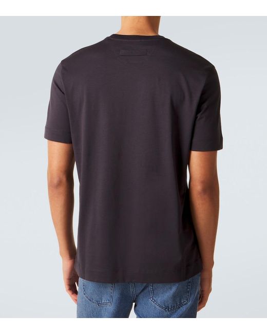 Zegna Black Logo Cotton Jersey T-Shirt for men