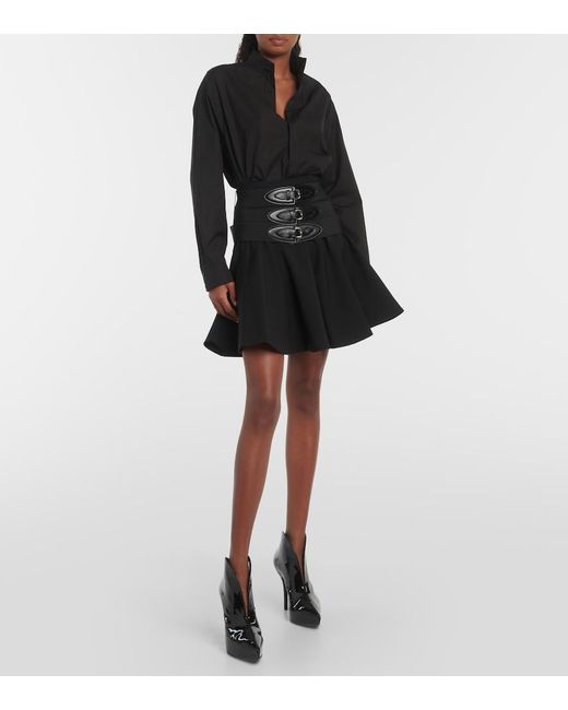 Alaïa Black Belted Wool Miniskirt