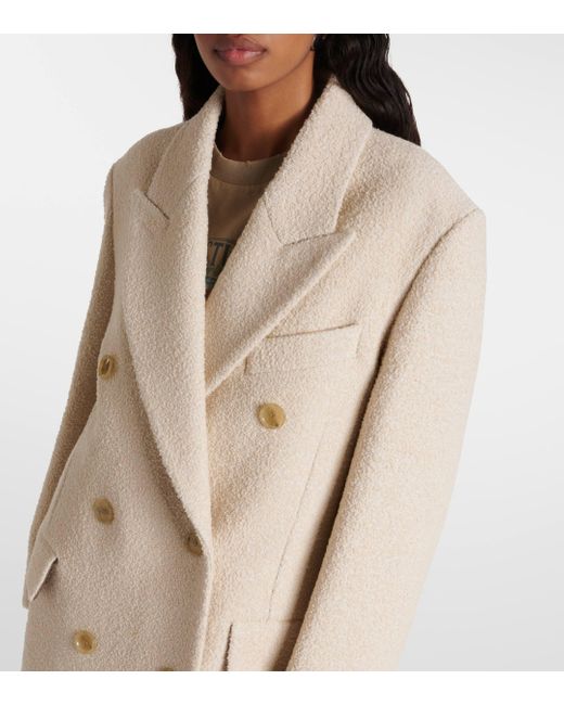 Manteau en laine melangee Acne en coloris Natural