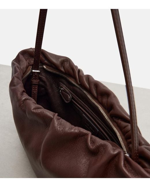 The Row Brown Xl Bourse Leather Shoulder Bag
