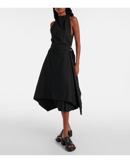Proenza Schouler Black Yoko Cotton-Blend Poplin Wrap Dress