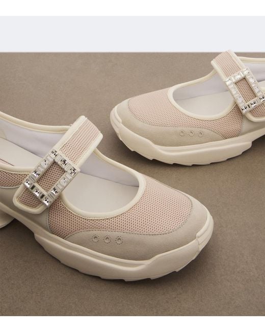 Roger Vivier White Viv On The Run Embellished Sneakers