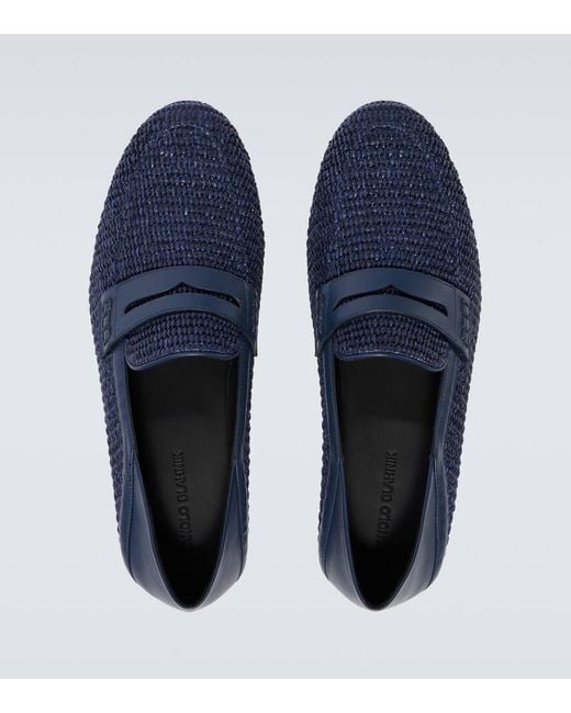 Mocasines Penny Padstow De Rafia Y Piel Manolo Blahnik de hombre de color Blue