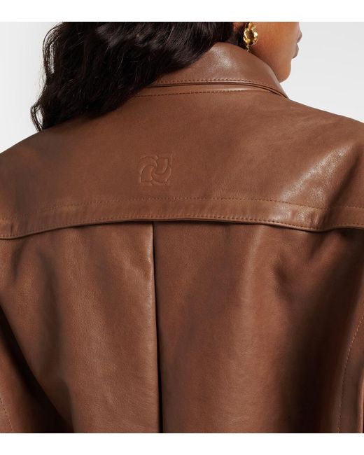 Magda Butrym Brown Belted Oversized Leather Jacket