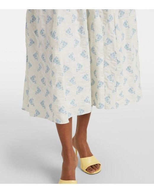 Markarian White Maeve Floral Cotton-Blend Midi Dress