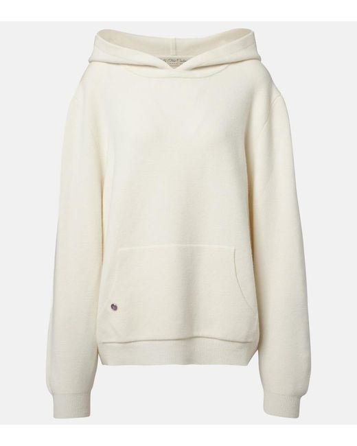 God's True Cashmere White Embellished Cashmere Hoodie