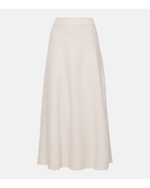JOSEPH Ribbed Knit Wool Blend Midi Skirt in White Lyst UK