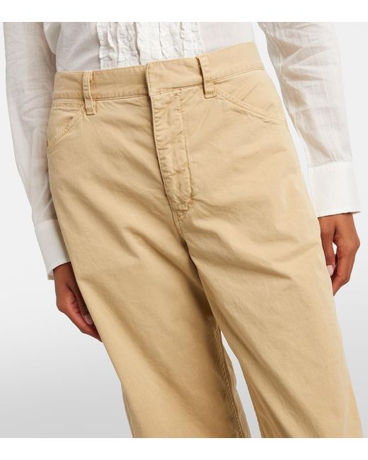 Nili Lotan Natural Tribeca Cotton Twill Barrel-Leg Pants