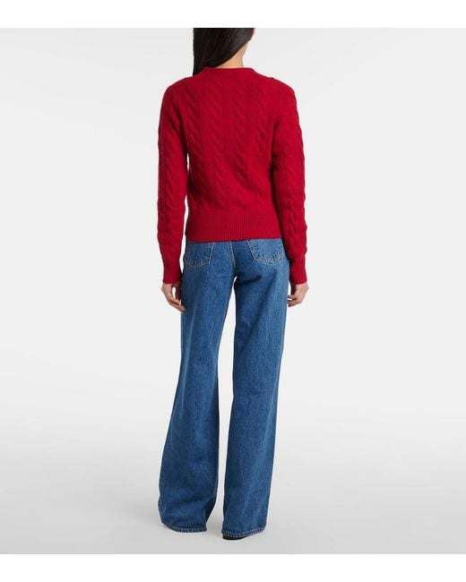 Polo Ralph Lauren Red Cable-Knit Wool And Cashmere Cardigan