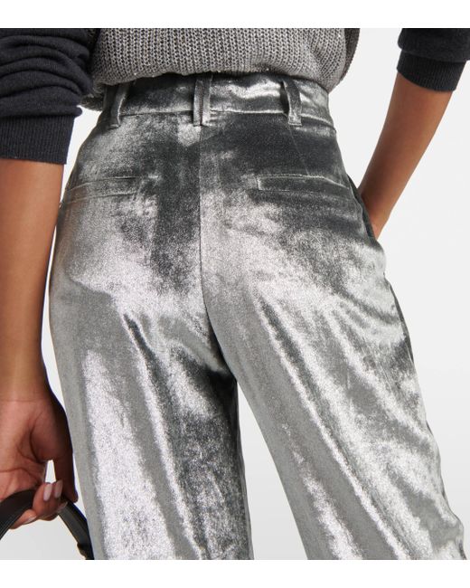 Pantalon ample en velours Brunello Cucinelli en coloris Gray