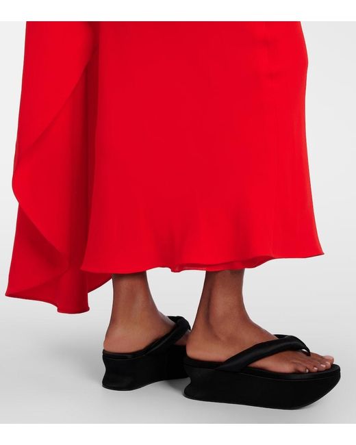 Balenciaga Black Gaeta Satin Wedge Thong Sandals