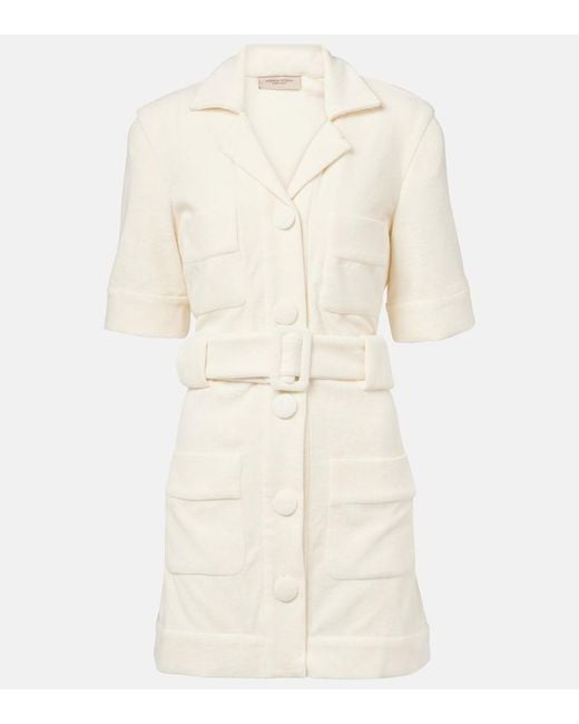 Adriana Degreas Natural Belted Cotton-Blend Terry Minidress