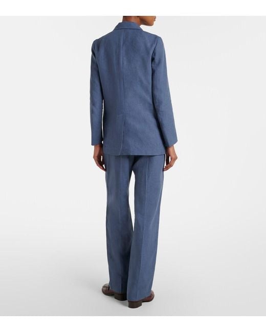 Blazé Milano Blue Fox Linen Straight Pants