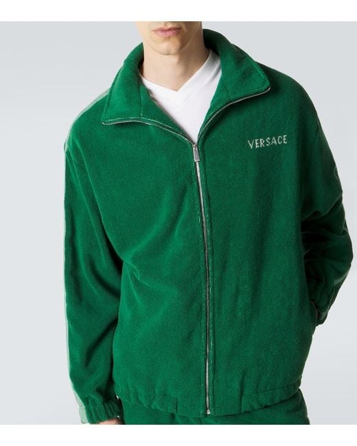 Versace Green Medusa Cotton Terry Zip-Up Sweatshirt for men