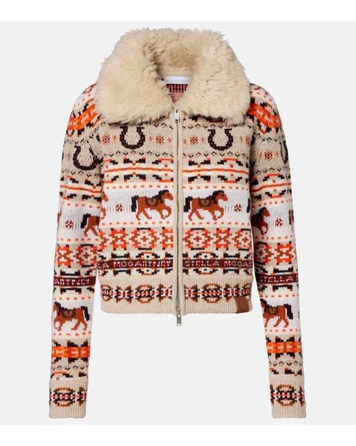 Stella McCartney Multicolor Intarsia Virgin Wool Zip-Up Cardigan