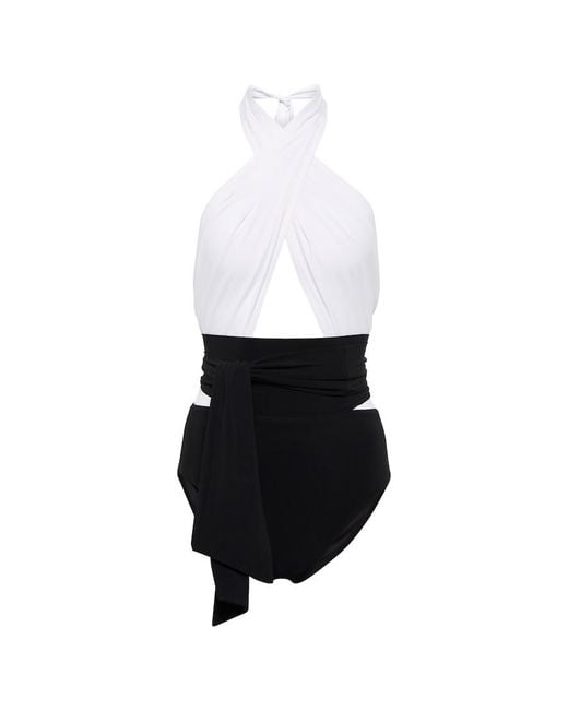 Karla Colletto White Cutout Halterneck Swimsuit