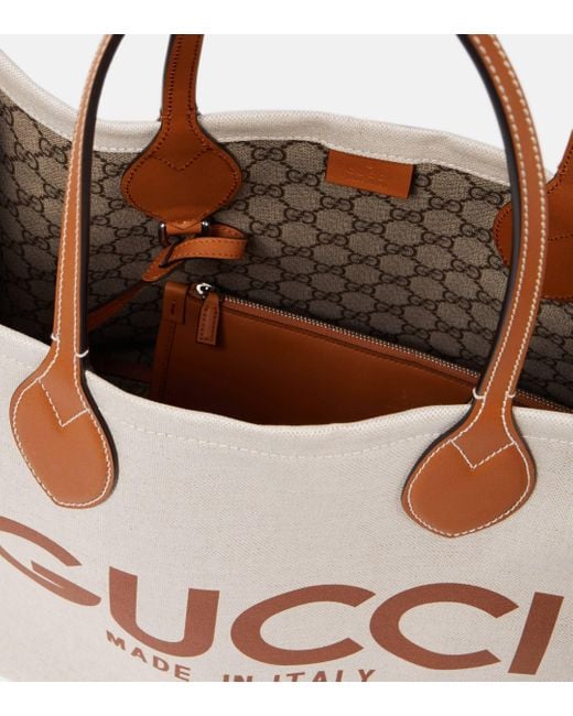 Cabas en toile et cuir a logo Gucci en coloris Natural