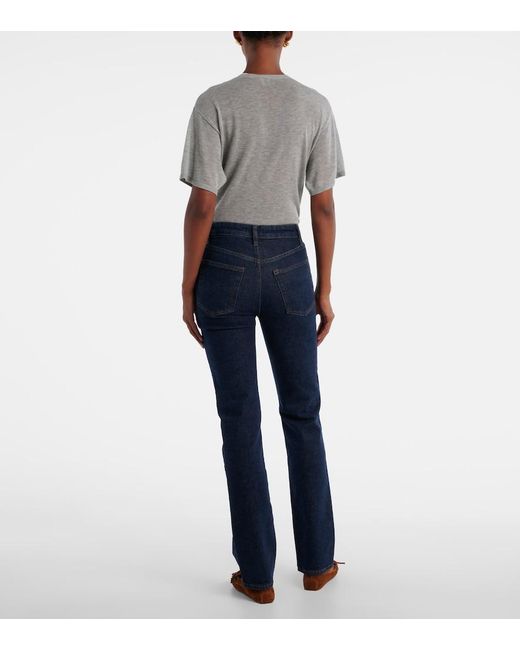 FRAME Blue Ruler Mid-Rise Straight Jeans