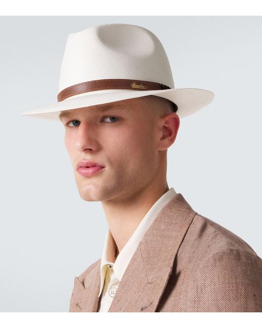 Borsalino White Country Straw Panama Hat for men
