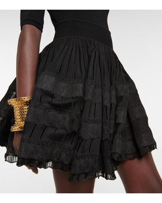 Alaïa Black Courte Raphia Franges Skirt