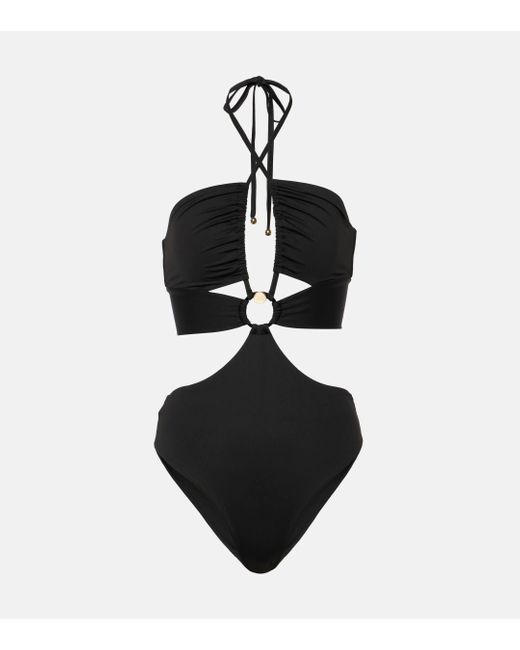 Max Mara Black Cutout Halterneck Swimsuit