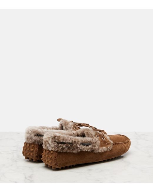 Brunello Cucinelli Brown Monili Suede Driving Shoes