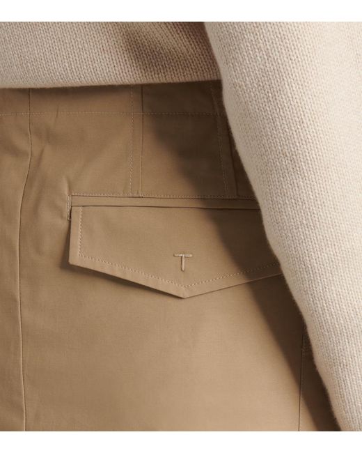 Tod's Natural Tie-Detail Coated Cotton Midi Skirt