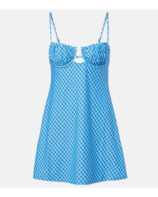 Montce Blue Petal Plaid Minidress