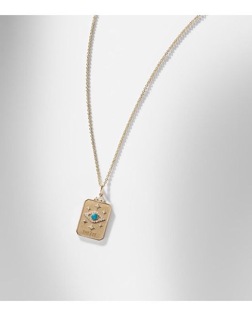 Sydney Evan Metallic Eye Tarot Card 14Kt Pendant Necklace With And Diamonds