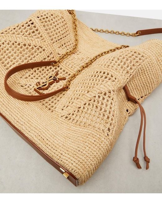 Saint Laurent Natural Jamie Cassandre Raffia Tote Bag