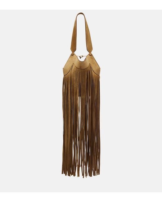 Khaite Metallic Lotus Nano Fringed Suede Tote Bag
