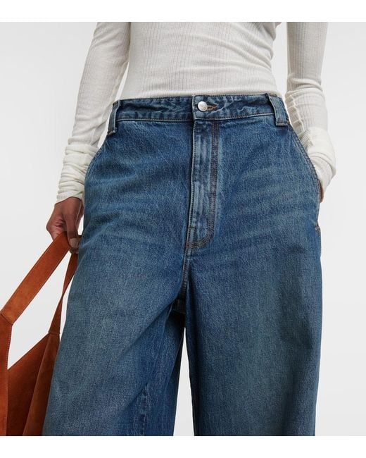 Khaite Blue Bacall Mid-rise Wide-leg Jeans