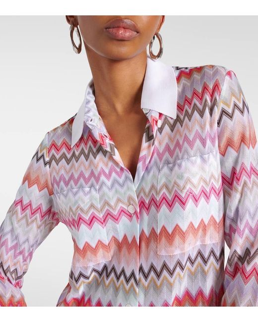 Camicia in misto cotone a zig-zag di Missoni in Pink