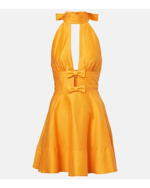 Rebecca Vallance Yellow Cera Cutout Halterneck Minidress