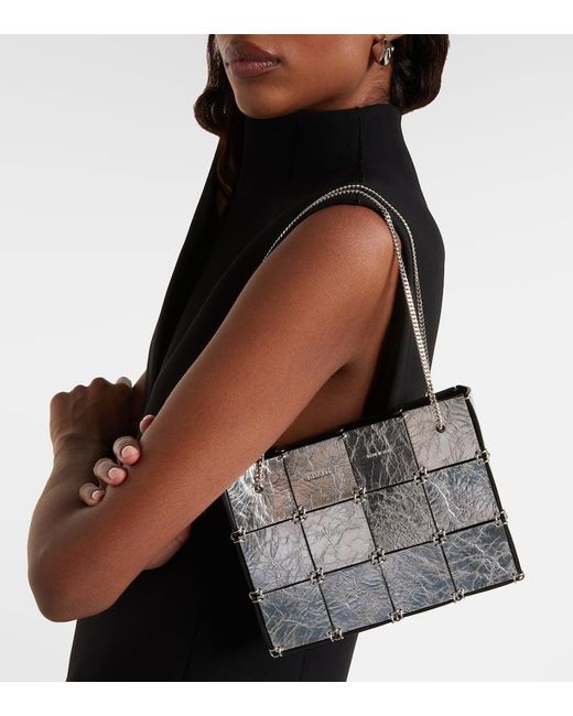 Khaite White Emma Mini Metallic Leather Tote Bag