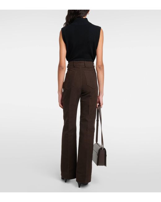 Pantalon droit a taille haute en velours Totême  en coloris Brown