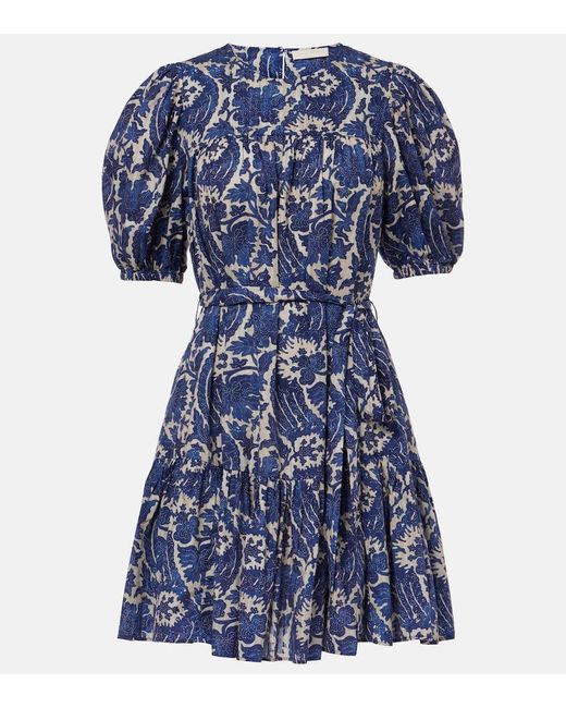 Vestido Corto Rosalie En Mezcla De Algodon Ulla Johnson de color Blue