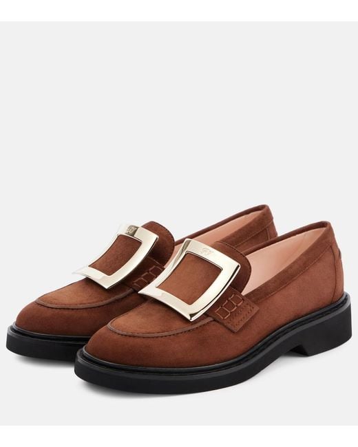 Roger Vivier Brown Viv' Rangers Suede Loafers