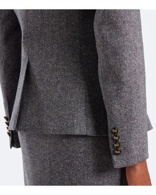 Etro Blue Wool And Silk-Blend Blazer