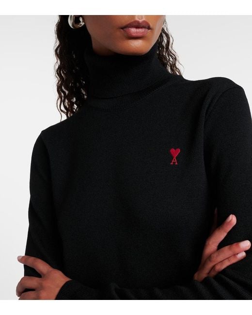 AMI Black Ami De Cour Wool Turtleneck Sweater