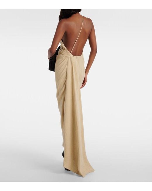 TOVE Natural Riya Draped Linen Maxi Dress