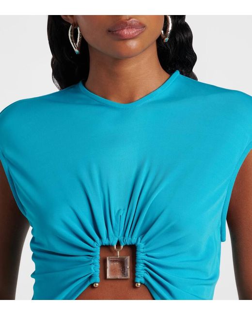Christopher Esber Blue Maxikleid Duo Bezel Quartz Aus Jersey