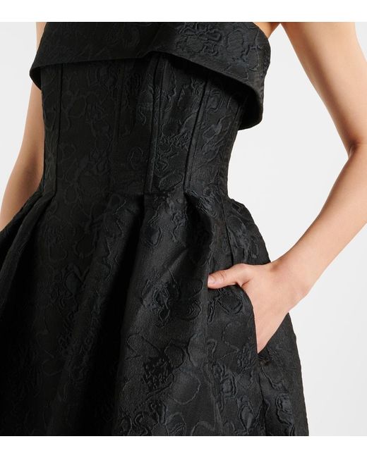 Rebecca Vallance Black Esther Off-Shoulder Midi Dress